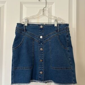 Denim Button-Front Skirt